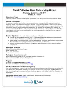 Palliative Care Networking Group Flyer