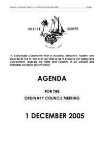 Agenda - Ordinary Meeting of Council 1 DecemberPage 1 MISSION AND VALUES OF COUNCIL 