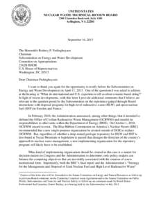 Board letter to The Honorable Rodney Frelinghuysen