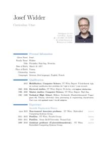 Josef Widder Curriculum Vitae MeidlgasseWien, Austria H +56780 B 