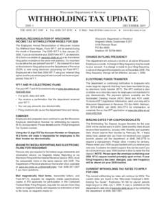 December 2005 WTU-001 Wisconsin Department of Revenue, Withholding Tax Update