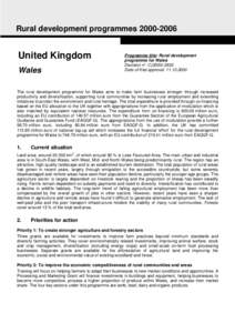 Rural development programmes[removed]United Kingdom Wales  Programme title: Rural development