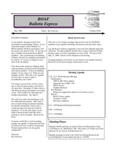 BOAF Bulletin Express May 2000 Editor: Ray Schwartz