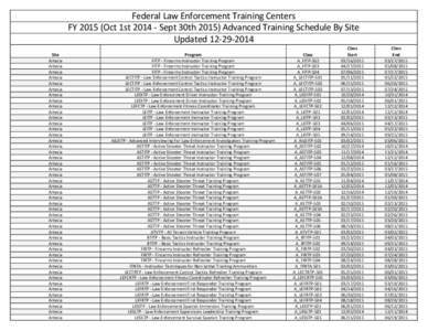 Federal Law Enforcement Training Centers FY[removed]Oct 1st[removed]Sept 30th[removed]Advanced Training Schedule By Site Updated[removed]Site Artesia Artesia