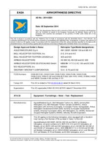 Actuators / Hoist / European Aviation Safety Agency / Type certificate / Elevator / AgustaWestland AW139 / Helicopter / Transport in Europe / Aviation / Technology