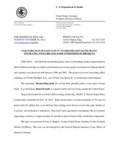 U. S. Department of Justice  United States Attorney Northern District of Illinois Gary S. Shapiro Acting United States Attorney