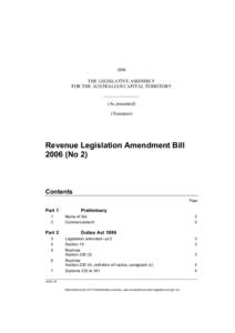 2006  THE LEGISLATIVE ASSEMBLY FOR THE AUSTRALIAN CAPITAL TERRITORY (As presented) (Treasurer)