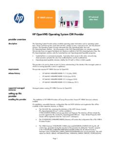 HP technical data sheet HP WBEM solutions  HP OpenVMS Operating System CIM Provider