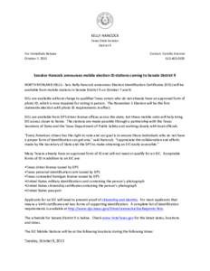    KELLY	
  HANCOCK	
   Texas	
  State	
  Senator	
   District	
  9	
   For	
  Immediate	
  Release	
  