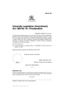 1999 No 383  New South Wales University Legislation (Amendment) Act 1994 No 16—Proclamation