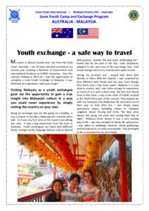 Lions Clubs International --- Multiple District 201 – Australia  Lions Youth Camp and Exchange Program AUSTRALIA - MALAYSIA