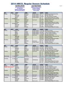 2014 ABCCL Regular Season Schedule Yogi Berra (North) Monmouth Monarchs NJ Nationals Reddick Baseball Rays New Brunswick Matrix