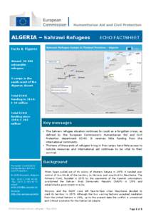 ALGERIA – Sahrawi Refugees  ECHO FACTSHEET shortage