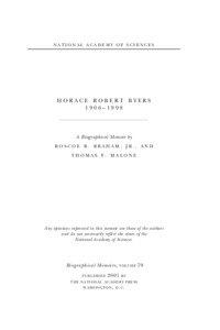 NATIONAL ACADEMY OF SCIENCES  HORACE ROBERT BYERS