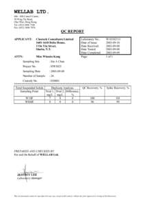WELLAB LTD[removed]Cornell Centre, 50 Wing Tai Road, Chai Wan, Hong Kong. Tel: ([removed]Fax: ([removed]