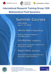 International Research Training Group 1529 Mathematical Fluid Dynamics Summer Courses Darmstadt, July 6 – 8, 2011