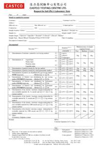 Request for Soil (Ph.1) Laboratory Tests Page of  pages