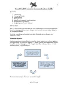 1  Fossil Fuel Divestment Communications Guide Contents: 1. 2.