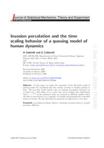 Invasion percolation and the time scaling behavior of a queuing model of human dynamics