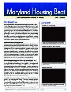 DHCD  Maryland housing beat THE STATE’S HOUSING ECONOMY IN REVIEW:  Headline News