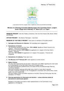Planning – 14th March[removed]Local Government for Langton Green, Speldhurst, Ashurst and Old Groombridge