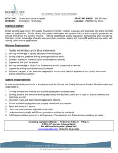 Microsoft Word - EXTERNAL POSITION POSTING for Quality Assurance Analyst I.doc