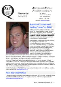 Alternatives toViolence Project Queensland Inc. Newsletter Spring[removed]PO. Box 78