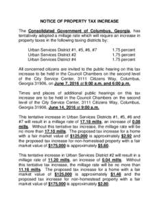 NOTICE OF PROPERTY TAX INCREASE
