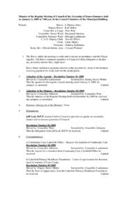 Minutes of the Regular Meeting of Council of the Township of Douro-Dummer, held on December 1, 2009 at 5:00 p