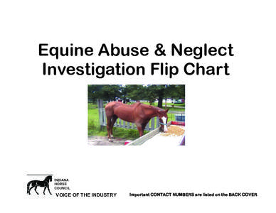 Equine Abuse & Neglect Investigation Flip Chart INDIANA HORSE COUNCIL