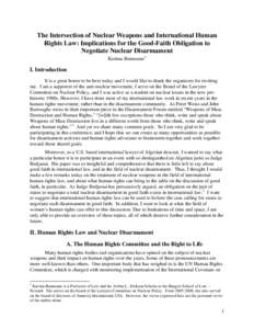 Good Faith, International Law and the Elimination of Nuclear Weapons: The Once and Future Contributions of the International Court of Justice