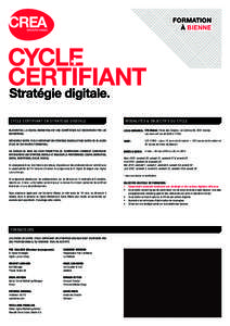 FORMATION À BIENNE CYCLE CERTIFIANT EN STRATÉGIE DIGITALE  MODALITÉS & OBJECTIFS DU CYCLE