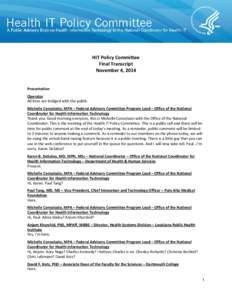 HIT Policy Committee Transcript April 11, 2014