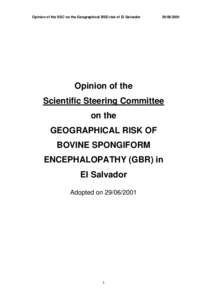 Opinion of the SSC on the Geographical BSE-risk of El Salvador[removed]Opinion of the Scientific Steering Committee