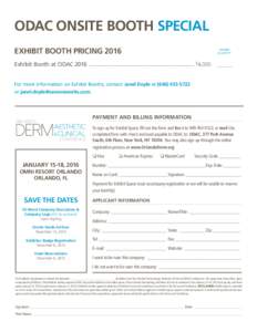 ODAC ONSITE BOOTH SPECIAL EXHIBIT BOOTH PRICING 2016 DESIRED QUANTITY