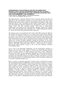 ENVIRONMENTAL EVALUATIONS OF 2ND AND 3RD GENERATION BIOFUELS: WHAT CAN META-REGRESSION ANALYSIS TELL US ABOUT VARIATIONS IN GREENHOUSE GAS (GHG) EMISSIONS ESTIMATED WITH LIFE CYCLE ASSESSMENT (LCA) APPROACH? FABIO MENTEN