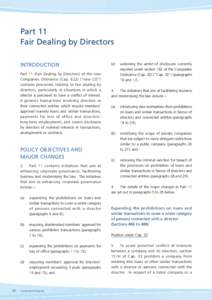 Part 11 Fair Dealing by Directors INTRODUCTION Part 11 (Fair Dealing by Directors) of the new Companies Ordinance (Cap. 622) (“new CO”) contains provisions relating to fair dealing by