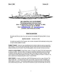 March[removed]Volume 33 USS HOUSTON CA-30 BLUE BONNET “The Galloping Ghost of the Java Coast”