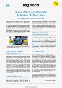 10 years of Geosciences Information for Teachers (GIFT) workshops EGU VOICE  ARTICLES
