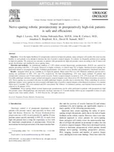 Nerve-sparing robotic prostatectomy in preoperatively high-risk patients is safe and efficacious