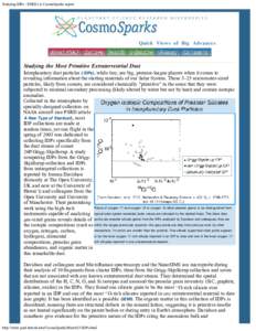 Studying IDPs - PSRD | A CosmoSparks report