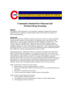 Community Standard for Maternal and Newborn Drug Screening