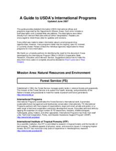 A Guide to USDA’s International Programs