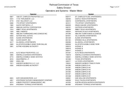 Railroad Commission of Texas Safety Division Operators and Systems - Master Meter[removed]:40 PM