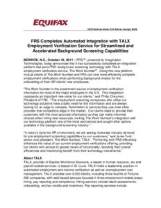 Equifax / Background check / Management / Business / Economics / Talx / Credit rating agencies / The Work Number