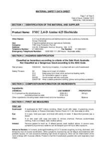 MATERIAL SAFETY DATA SHEET Page 1 of Total 5 Date of Issue: October 2012 MSDS No. FMC/24D625/1  SECTION 1