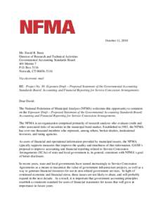 October 11, 2010  Mr. David R. Bean Director of Research and Technical Activities Governmental Accounting Standards Board 401 Merritt 7