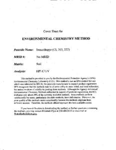 Environmental Chemistry Methods: Imazethapyr (CL 263, 222); No MRID