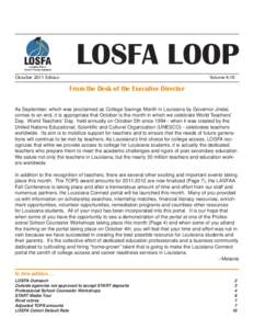 LOSFA LOOP October 2011 Edition Volume[removed]From the Desk of the Executive Director