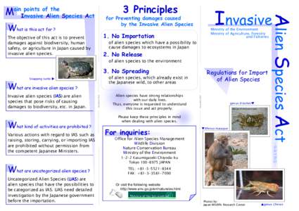 3 Principles  Invasive for Preventing damages caused by the Invasive Alien Species